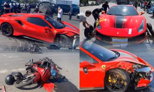 Tài xế Ferrari 488 va chạm xe máy khiến 1 người tử vong đã ra đầu thú