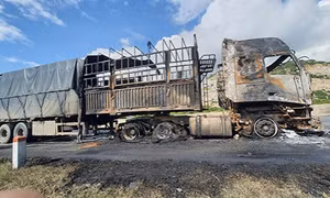 Xe container bất ngờ bốc cháy dữ dội, tài xế phá cửa thoát thân