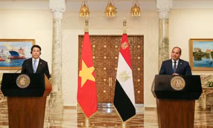Chủ tịch nước Lương Cường và Tổng thống Ai Cập Abdel Fattah Al Sisi gặp gỡ báo chí