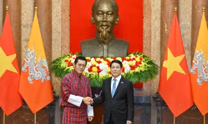 Chủ tịch nước Lương Cường hội đàm với Quốc vương Bhutan Jigme Khesar Namgyel Wangchuck