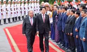 Chủ tịch nước Lương Cường chủ trì lễ đón chính thức Tổng Thư ký Liên hợp quốc Antonio Guterres