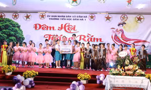 Đồng chí Chánh Văn phòng Tỉnh ủy tặng quà tết Trung thu tại trường Tiểu học Đầm Hà 1  