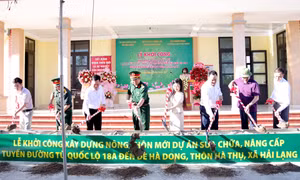 Bộ CHQS tỉnh phối hợp khởi công xây dựng đường giao thông nông thôn tại xã Hải Lạng