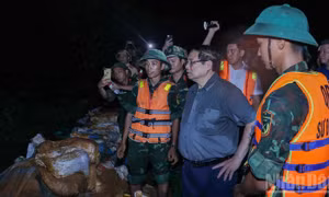 Thủ tướng Phạm Minh Chính kiểm tra công tác ứng phó mưa lũ tại vùng ven sông của Hà Nội
