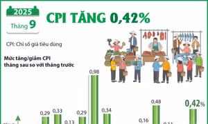 Chỉ số giá tiêu dùng tháng Chín tăng 0,42% so với tháng trước
