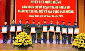 Ban Chỉ huy Phòng thủ khu vực 1 - Quảng Hà đón gần 400 quân nhân hoàn thành nghĩa vụ quân sự tại ngũ trở về địa phương