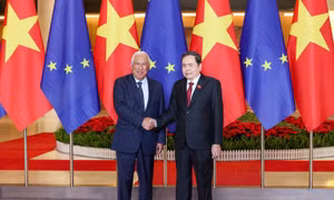 Chủ tịch Quốc hội Trần Thanh Mẫn hội kiến Chủ tịch Hội đồng châu Âu Antonio Costa