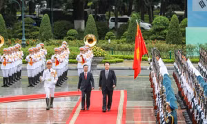 Chủ tịch nước Võ Văn Thưởng chủ trì lễ đón Tổng thống Hàn Quốc