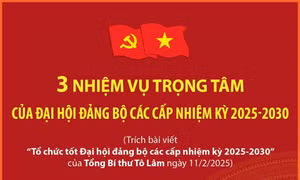 Ba nhiệm vụ trọng tâm của Đại hội đảng bộ các cấp nhiệm kỳ 2025-2030