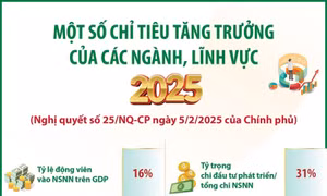 Một số chỉ tiêu tăng trưởng của các ngành, lĩnh vực năm 2025