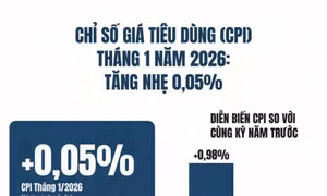 Chỉ số giá tiêu dùng (CPI) tháng 1 năm 2026: Tăng nhẹ 0,05%