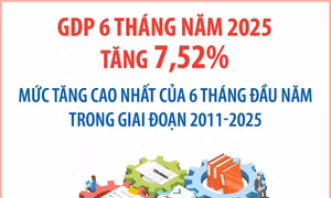 GDP 6 tháng đầu năm 2025 tăng 7,52%, cao nhất cùng kỳ 15 năm qua