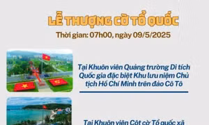 Lần đầu tiên tổ chức đồng thời Lễ thượng cờ, chào cờ và hát Quốc ca trực tiếp trên 3 đảo của Cô Tô