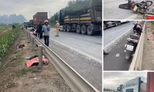 Xe đầu kéo va chạm liên hoàn 3 mô tô trên QL1A khiến 2 người thương vong