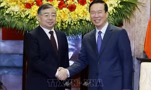 Chủ tịch nước Võ Văn Thưởng tiếp Trưởng Ban Tuyên truyền Trung ương Đảng Cộng sản Trung Quốc