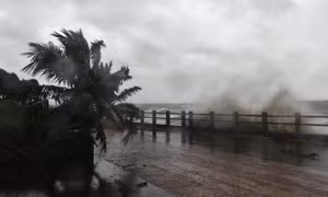 Mưa to, gió thổi bay người trong bão Yagi ở đảo Hải Nam