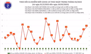 Ngày 29/3: Ca COVID-19 mới tiếp tục tăng trong 24 giờ qua