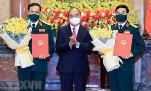 Trao quyết định thăng quân hàm Đại tướng, Thượng tướng cho lãnh đạo Bộ Quốc phòng