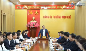 Đồng chí Quản Minh Cường, Bí thư Tỉnh ủy làm việc với Ban Thường vụ Đảng ủy phường Mạo Khê và Đại học Hạ Long