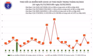 Ngày 23/2: Ca COVID-19 mới gấp gần 3 lần bệnh nhân khỏi