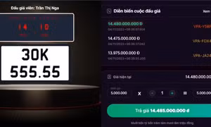 Biển số ngũ quý 5 ở Hà Nội được trả giá hơn 14 tỷ đồng