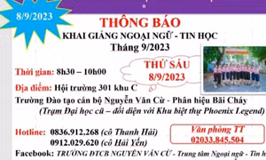 Trung tâm Ngoại ngữ - Tin học Trường Đào tạo cán bộ Nguyễn Văn Cừ tuyển sinh tháng 9