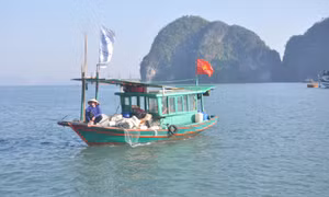 Lên thuyền với những người thu gom rác trên Vịnh Hạ Long...