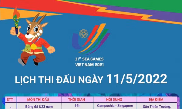 SEA Games 31: Lịch thi đấu ngày 11/5/2022
