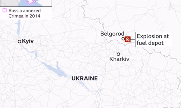 Nổ lớn ở vùng Belgorod của Liên bang Nga, giáp giới với Ukraine