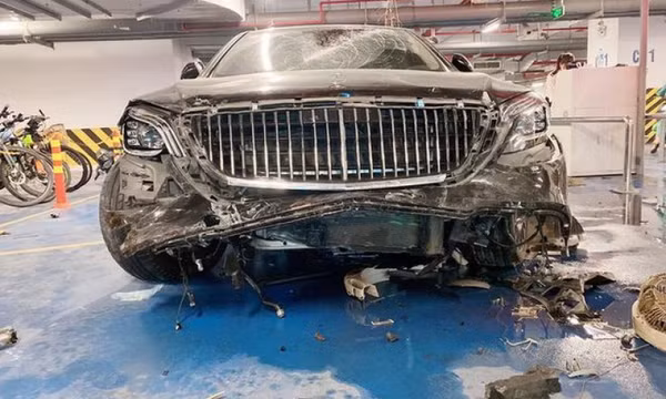 Người lái Mercedes Maybach tông loạt xe trong hầm là bảo vệ tòa nhà