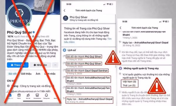 Nhận biết các fanpage "tích xanh" giả mạo thương hiệu tên tuổi, lừa chuyển tiền đặt mua vàng, bạc