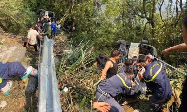 Công an điều tra nguyên nhân vụ xe khách chở đoàn nhân viên ngân hàng lao xuống vực ở Tam Đảo