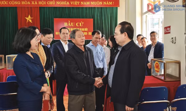 Đồng chí Bí thư Tỉnh ủy kiểm tra công tác bầu cử tại xã Thống Nhất