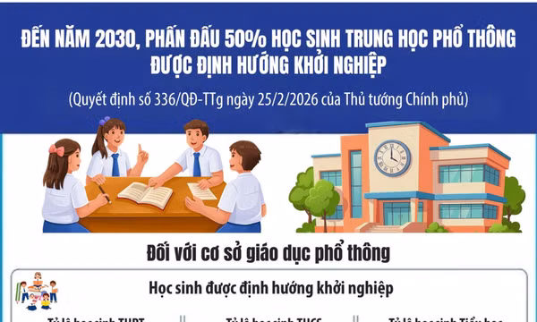 Đến năm 2030, phấn đấu 50% học sinh THPT được định hướng khởi nghiệp