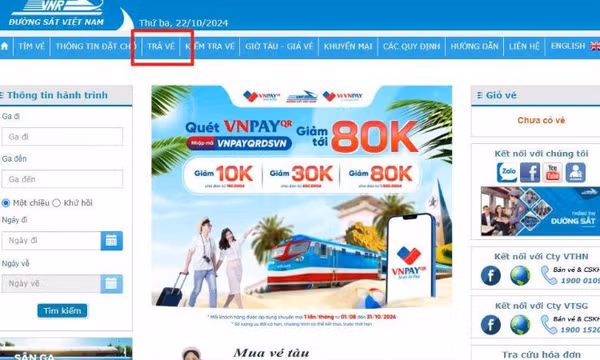 Hành khách có thể trả vé online không mất phí khi tàu hủy chuyến do sự cố, thiên tai