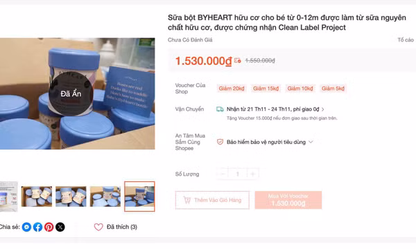 Sữa ByHeart nghi gây ngộ độc ở Mỹ vẫn bán trên sàn Việt Nam