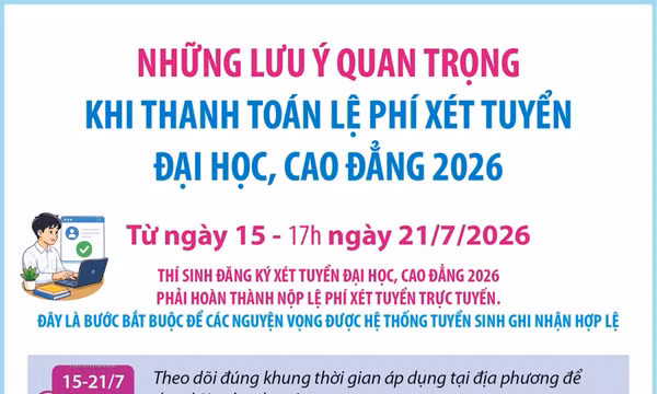 Lưu ý quan trọng khi thanh toán lệ phí xét tuyển đại học, cao đẳng năm 2026