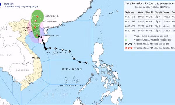 Tin bão khẩn cấp (Cơn bão số 01) - Bản tin phát lúc 8h00