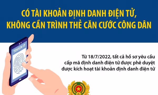 Không cần trình căn cước công dân khi có tài khoản định danh điện tử