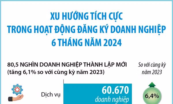 Xu hướng tích cực trong hoạt động đăng ký doanh nghiệp 6 tháng năm 2024