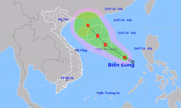 Áp thấp nhiệt đới có thể mạnh lên thành bão, mưa dông tại nhiều nơi
