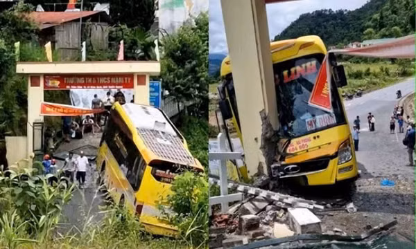 Xác định nguyên nhân xe khách lao vào cổng trường ở Tuyên Quang