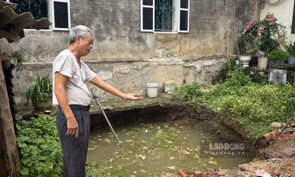 Hố sụt lún bất ngờ xuất hiện giữa khu dân cư tại Thái Nguyên