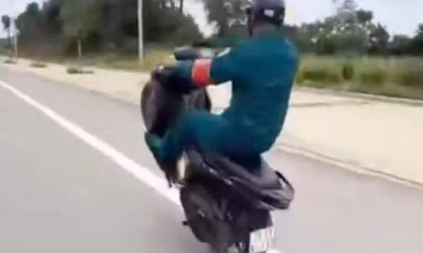 Mặc trang phục dân quân tự vệ rồi lái xe 'bốc đầu', nam thanh niên bị tịch thu xe