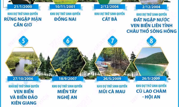 12 khu dự trữ sinh quyển thế giới tại Việt Nam