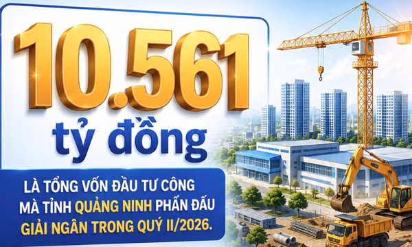 10.561 tỷ đồng - là tổng vốn đầu tư công mà tỉnh Quảng Ninh phấn đấu giải ngân trong Quý II/2026