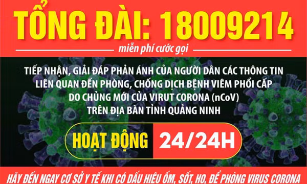 Thông báo số điện thoại đường dây nóng báo dịch tỉnh Quảng Ninh