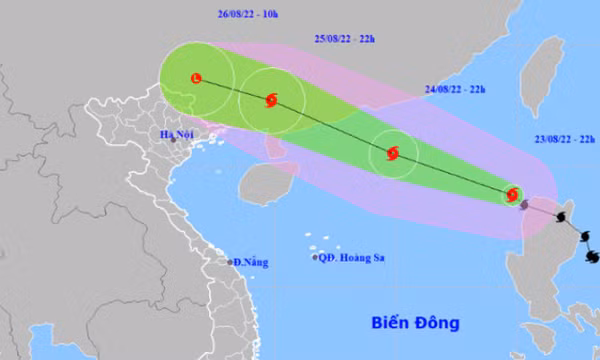 Bão Maon vào Biển Đông, mạnh cấp 10; từ tối 25/8 đến sáng 27/8, Bắc Bộ mưa to và dông