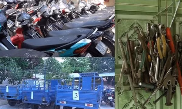 Bắt nhóm trộm hành nghề lúc 0 giờ, thu giữ nhiều xe máy
