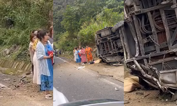 Xe du lịch chở khách Trung Quốc lật trên đèo Khánh Lê, 3 người tử vong